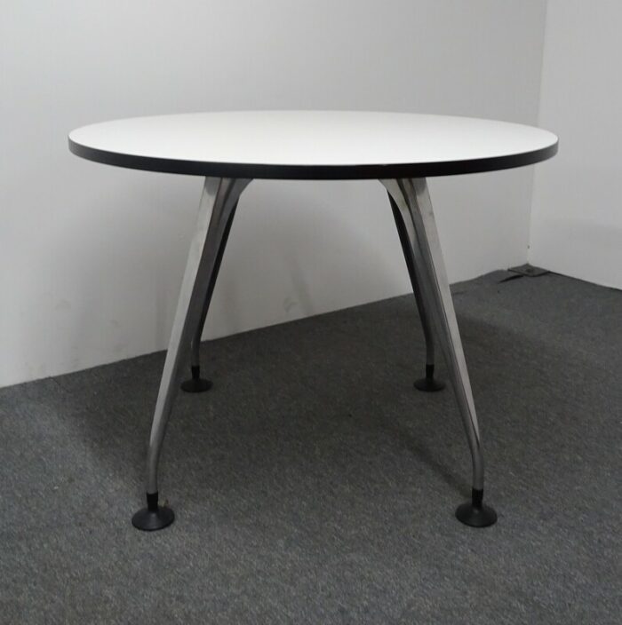 1000dia-mm-Circular-Table-with-White-Top-amp-Black-Edging 1000Dia Mm Circular Table With White Top & Black Edging - Image 1