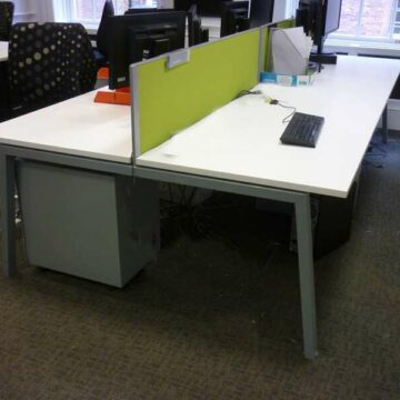 1600W Mm White Elite Linnea Bench Desks With Silver Legs