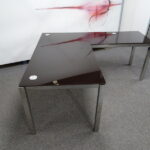 Quadrifoglio X4 L Shaped Black Glass Top Desk With Return